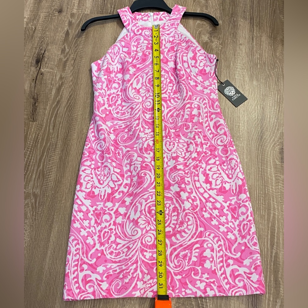 Vince Camuto pink and white printed sleeveless dress. - Picture 5 of 9